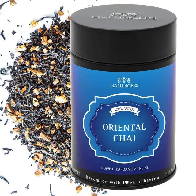hallingers-tee-oriental-chai-schwarztee-lose-geschenk-dose-ingwer image 1