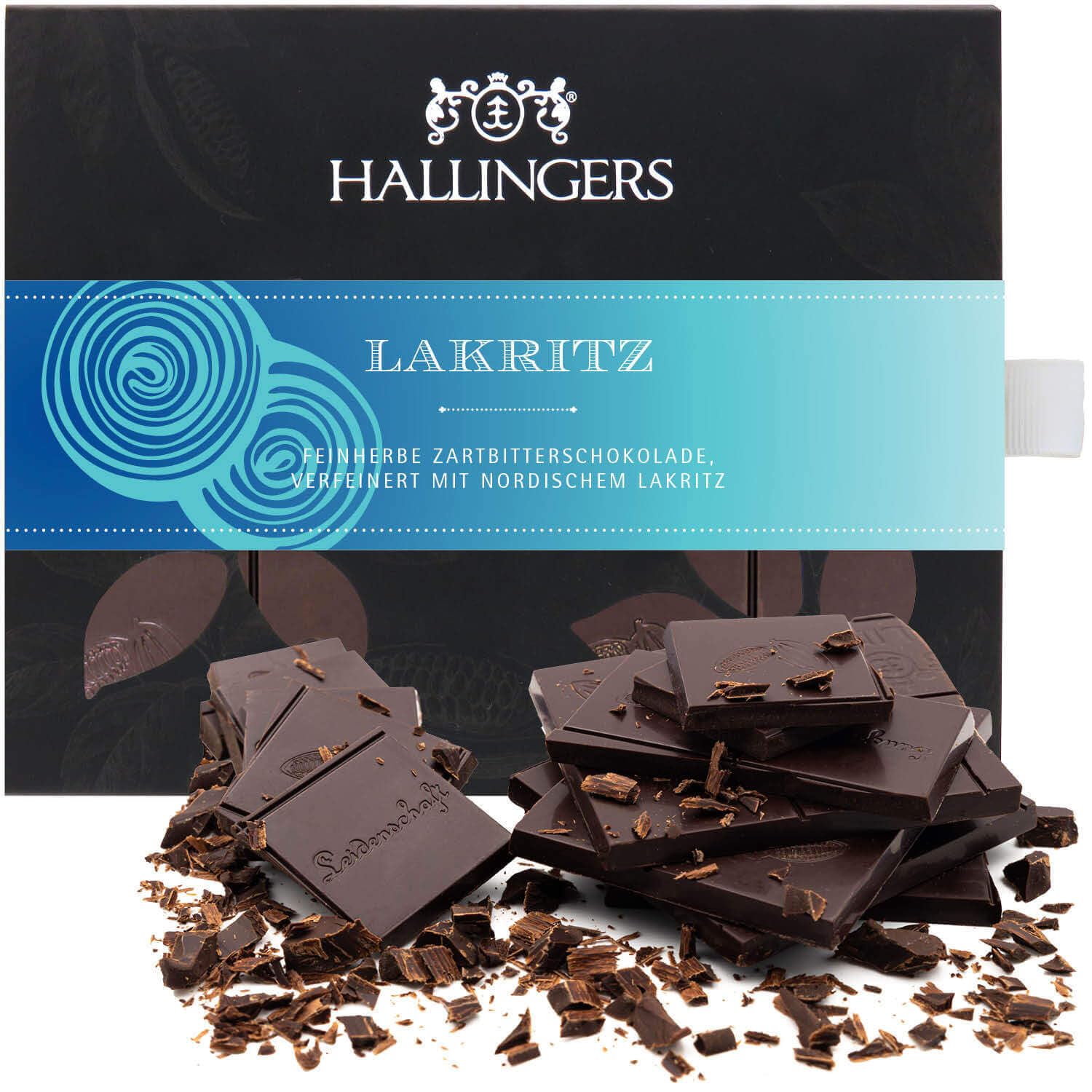hallingers-schokolade-lakritz-tafel-vegan-zartbitter-90g image 1
