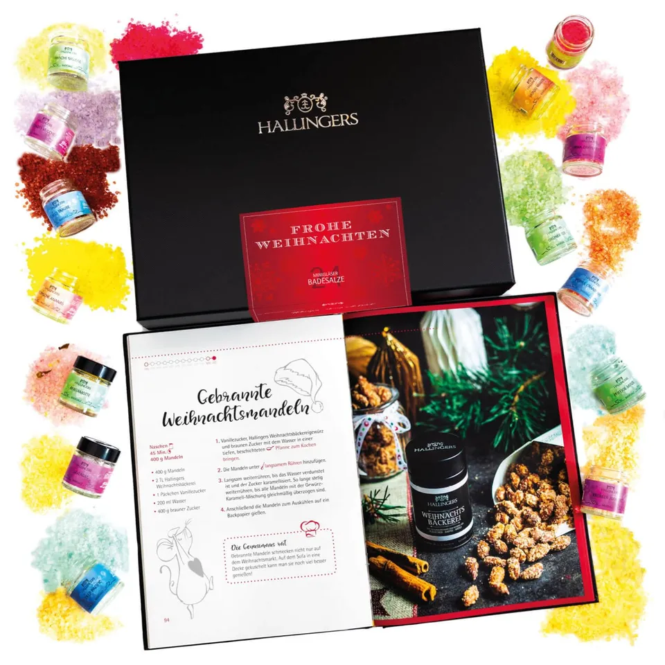 hallingers-wellness-badesalz-set-frohe-weihnachten-24x-totes-meer-box image 1
