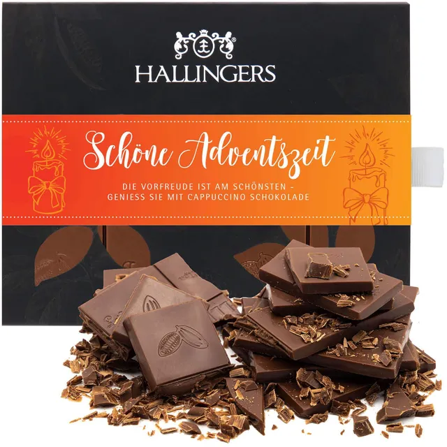 hallingers-sch-ne-adventszeit-cappuccino-schokolade-vollmilch-90g image 1