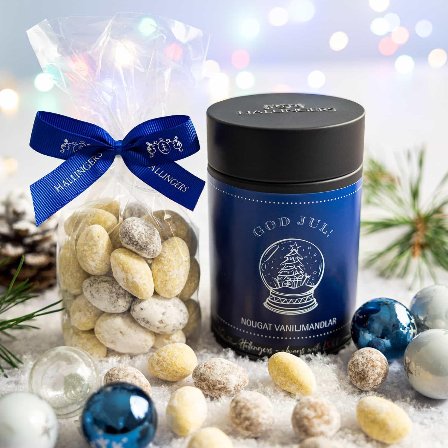 hallingers-schokolade-god-jul-blue-nougat-mandeln-150g-dose image 2
