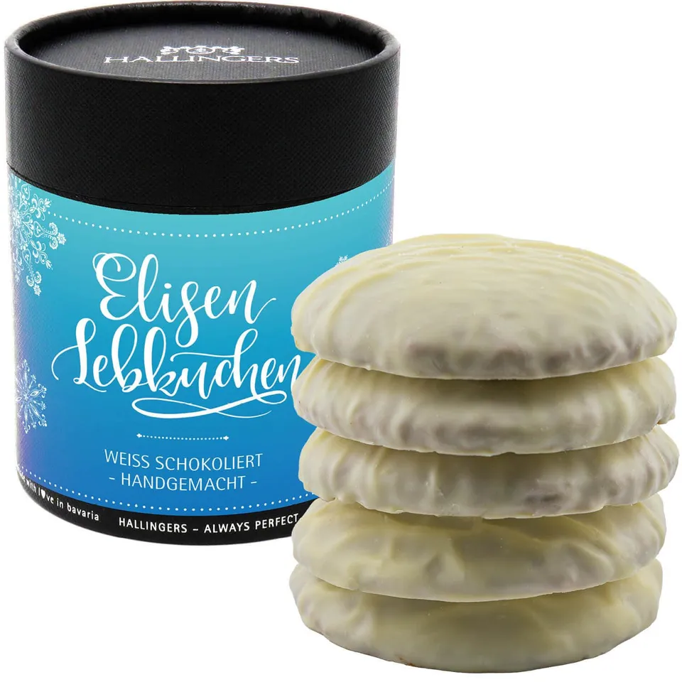 hallingers-gen-sse-elisen-lebkuchen-wei-e-schoko-dose-400g image 1