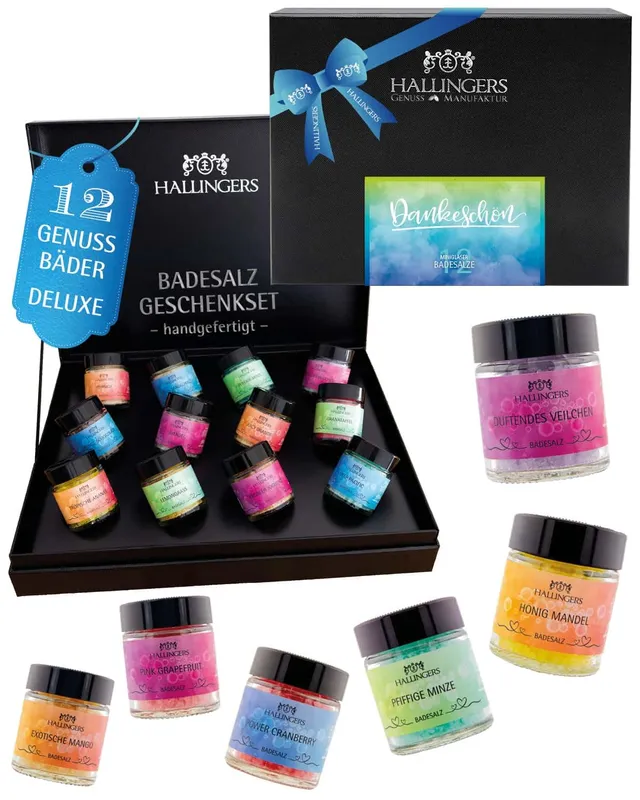 hallingers-dankesch-n-badesalz-set-12x-badezusatz-420g-geschenkbox image 1