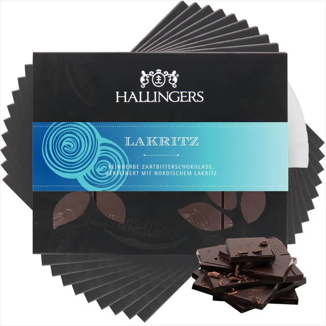 hallingers-schokolade-lakritz-tafeln-10x-vegan-w-rzig image 1