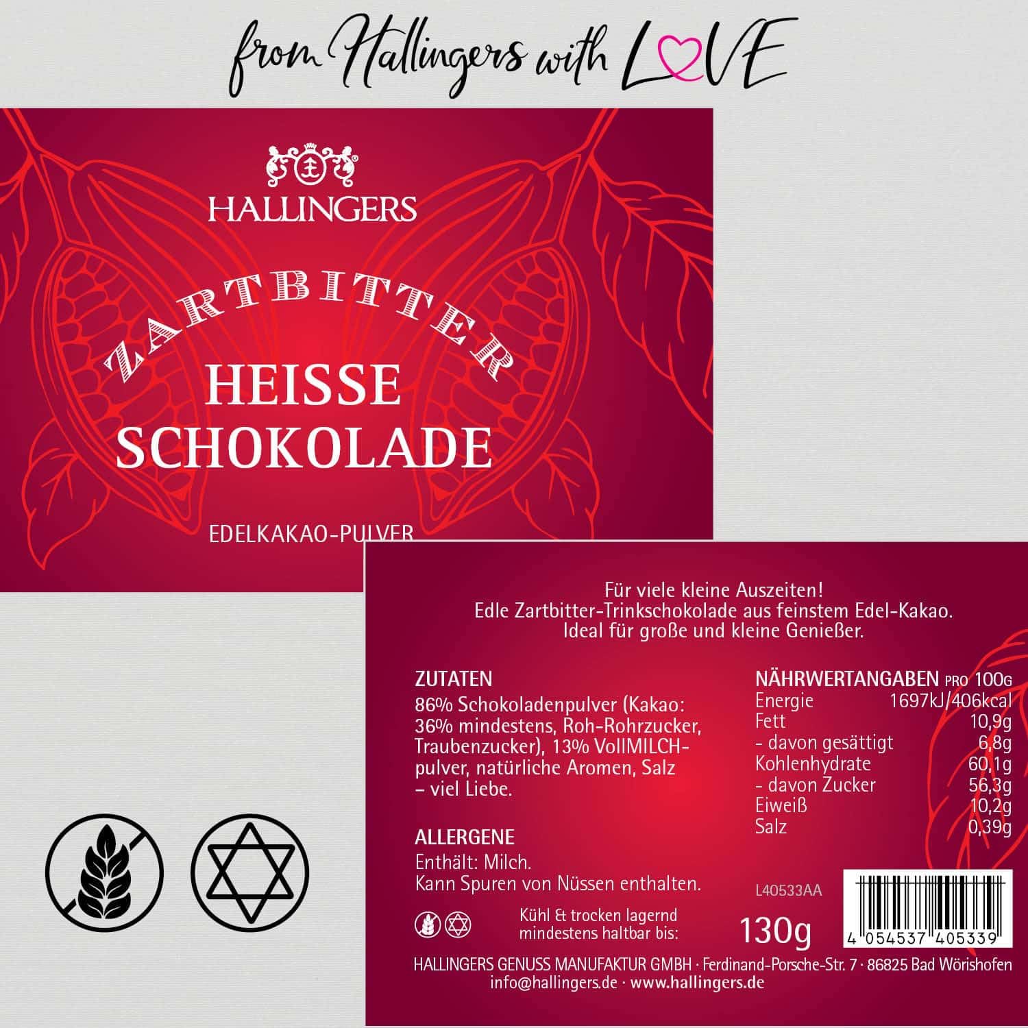 hallingers-zartbitter-trinkschokolade-pulver-130g-geschenkdose-kakao image 6