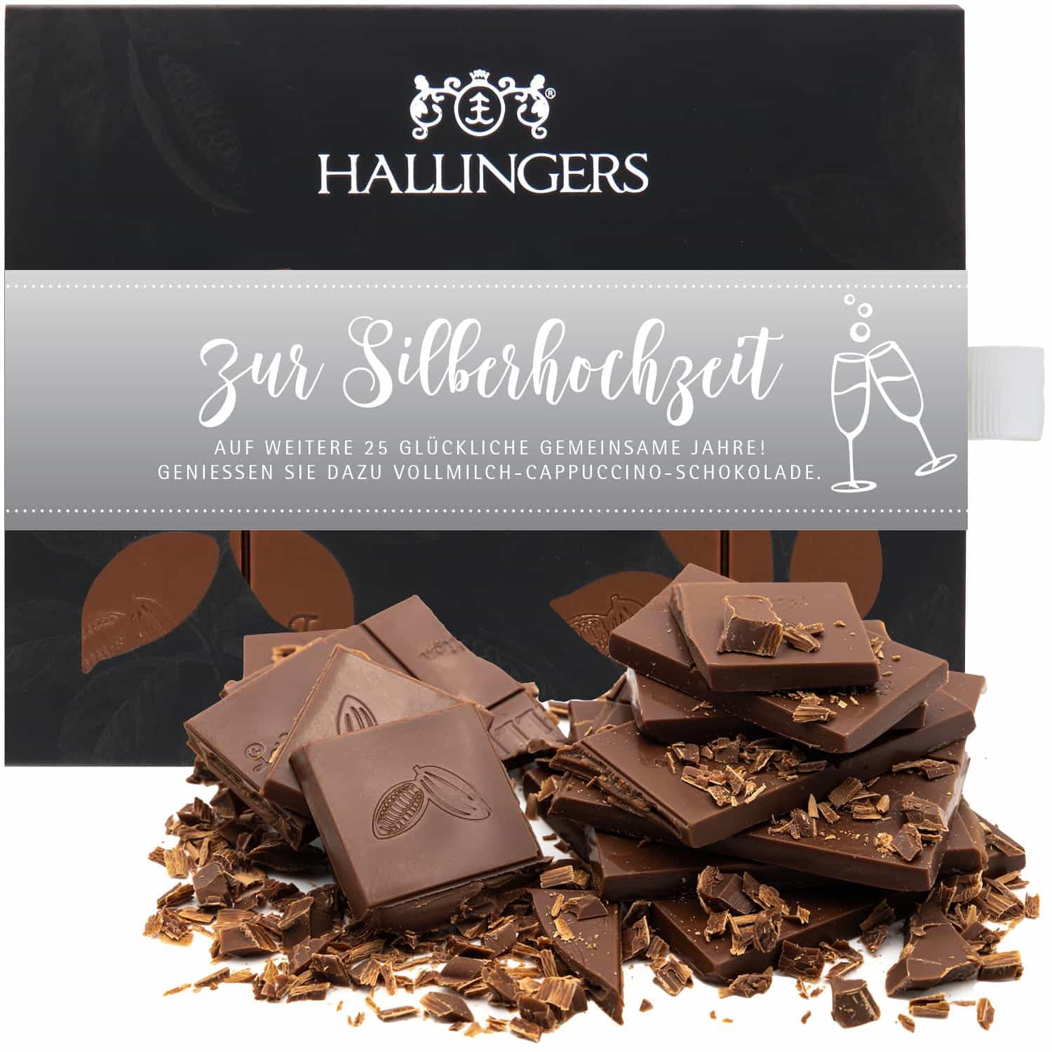 hallingers-schokolade-zur-silberhochzeit-tafel-90g-ohne-alkohol image 1