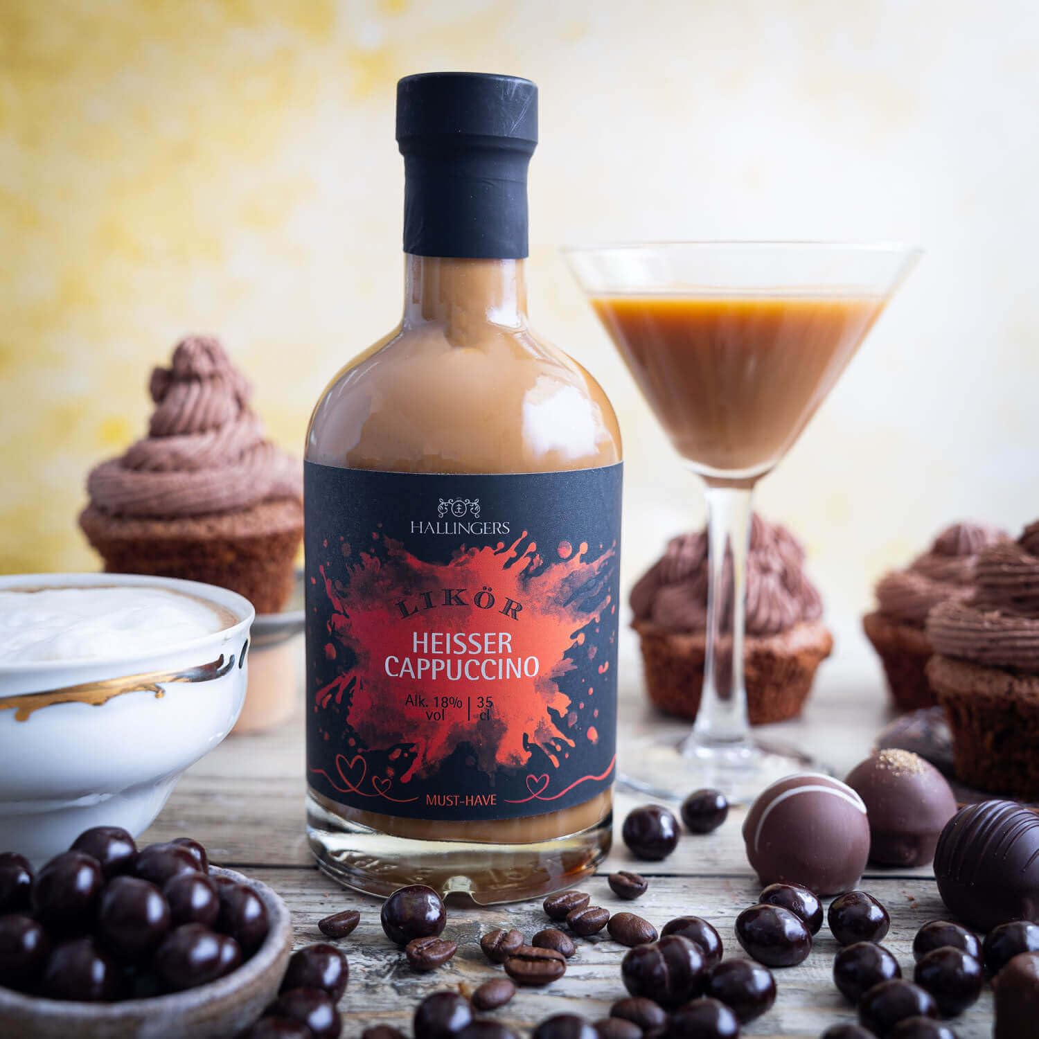 hallingers-cappuccino-sahnelik-r-350ml-18-vol-geschenkflasche image 2