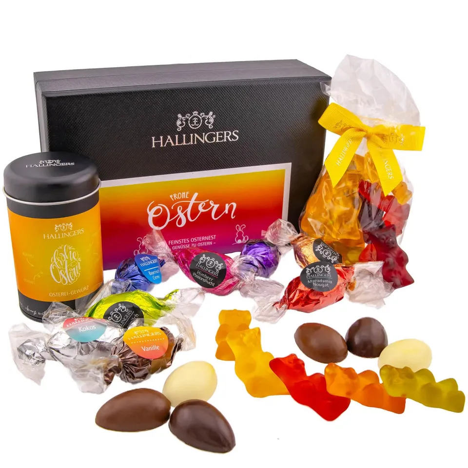 hallingers-frohe-ostern-osternest-xl-geschenkkorb-435-g image 1