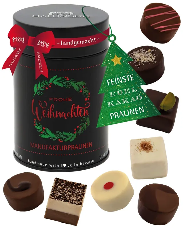 hallingers-pralinen-frohe-weihnachten-geschenkdose-ohne-alkohol-150g image 1