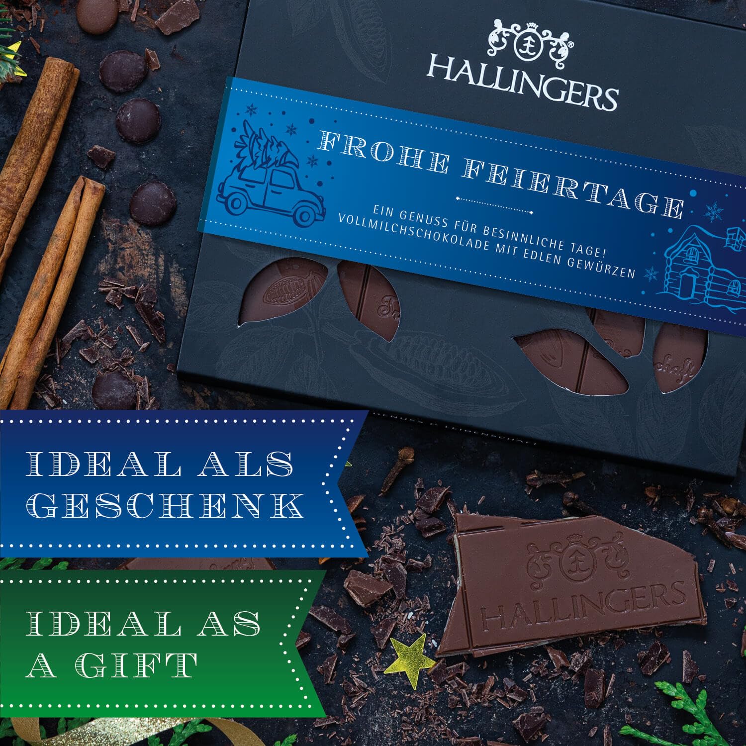 hallingers-schokolade-frohe-feiertage-xmas-gew-rze-vollmilch-90g image 3