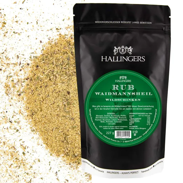 hallingers-wildschinken-rub-bbq-gew-rz-227g-j-ger-geschenk-aromabeutel image 1