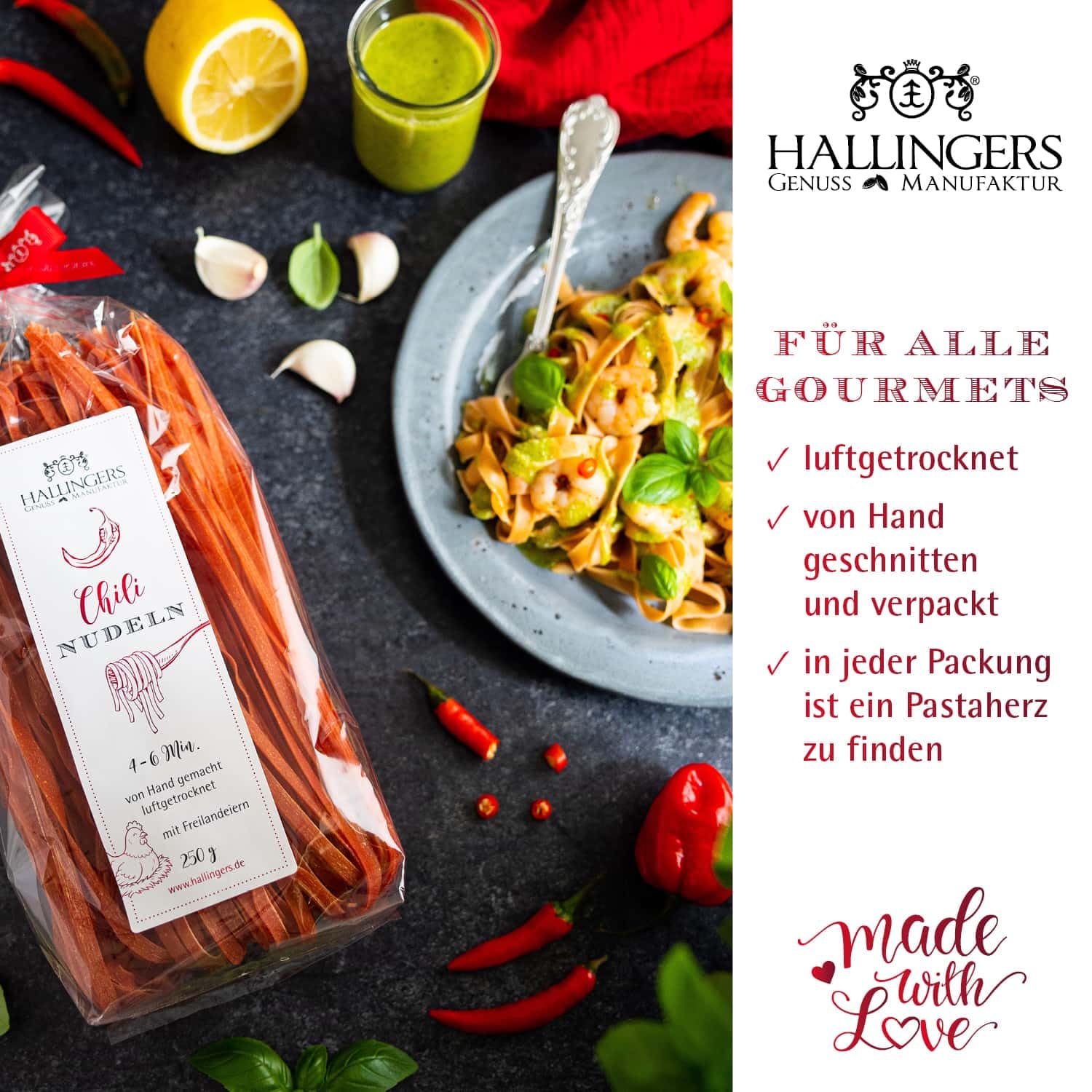 hallingers-chili-nudeln-edel-pasta-250g-geschenk-freilandei image 3