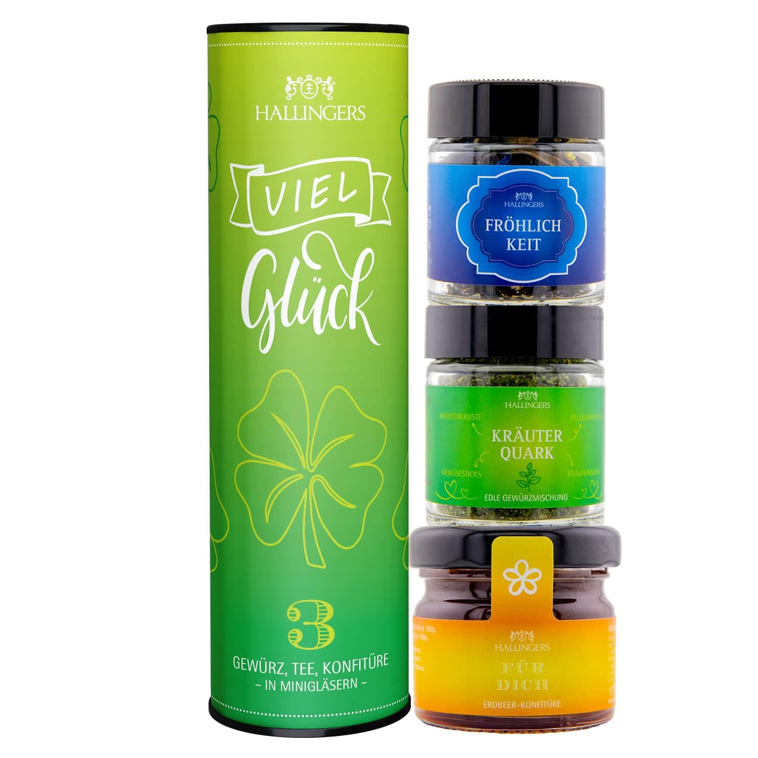 hallingers-geschenkesets-viel-gl-ck-geschenkset-vegan-46g-3-gl-ser image 1