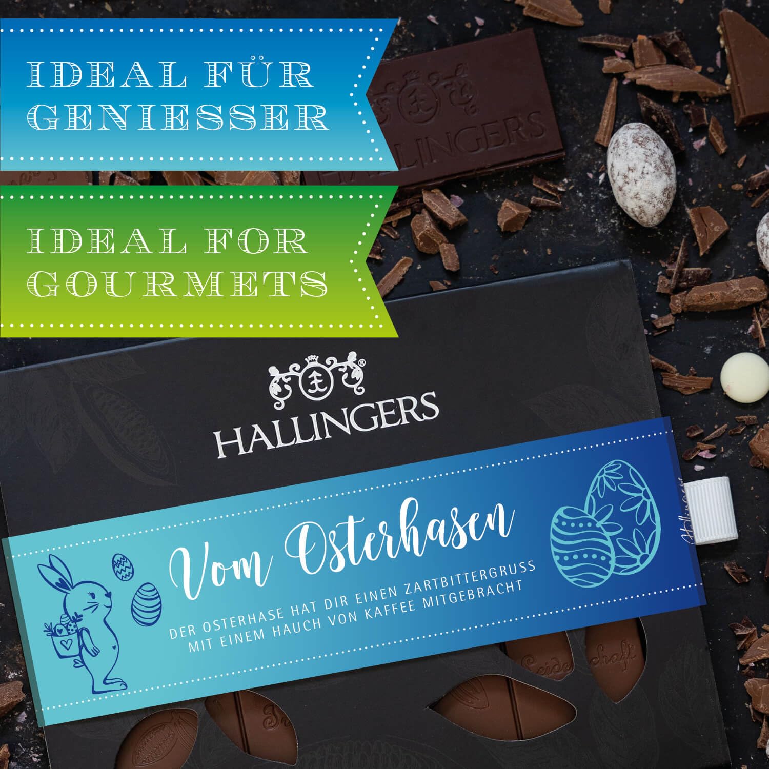 hallingers-vom-osterhasen-zartbitter-schokolade-90-g-vegan image 3