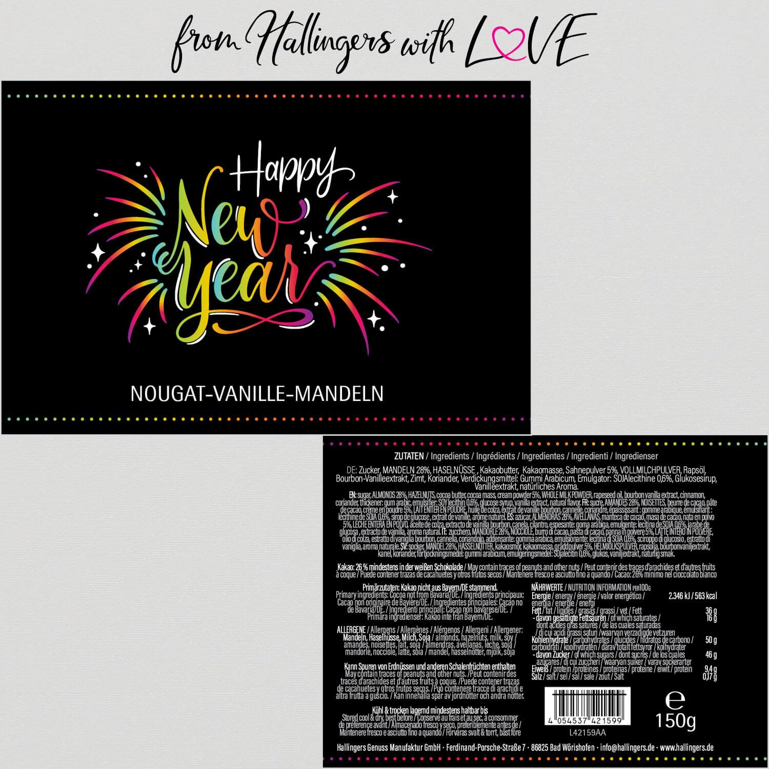 hallingers-schokolade-happy-new-year-nougat-mandeln-150g-dose image 6