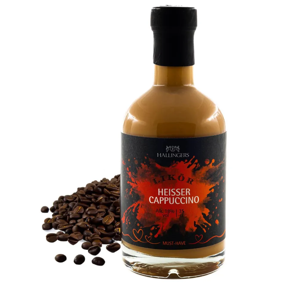hallingers-cappuccino-sahnelik-r-350ml-18-vol-geschenkflasche image 1