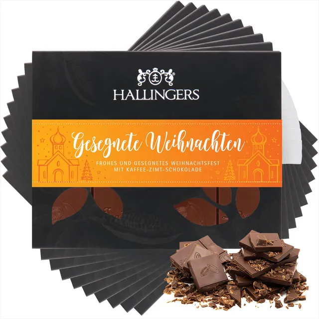 hallingers-schokolade-gesegnete-weihnachten-kaffee-zimt-10x-900g image 1