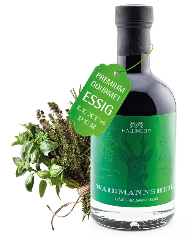 hallingers-kochen-waidmannsheil-gourmet-essig-350ml-kr-uter-balsamico image 1