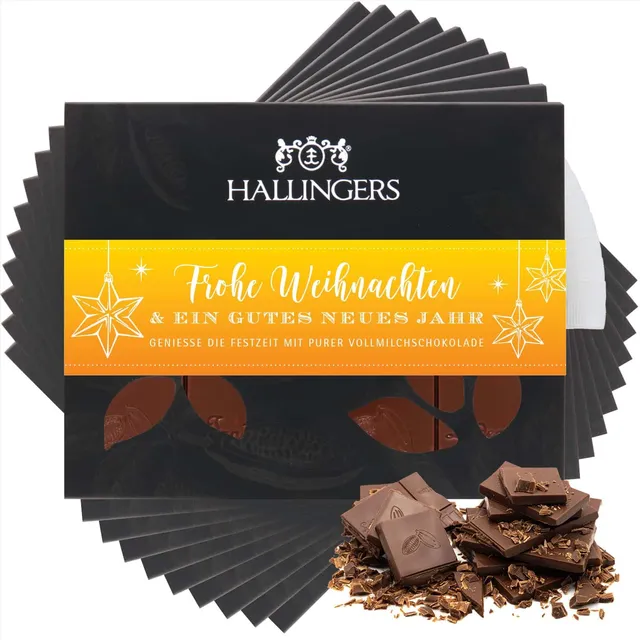 hallingers-frohe-weihnachten-schokolade-pur-10x900g-geschenk image 1