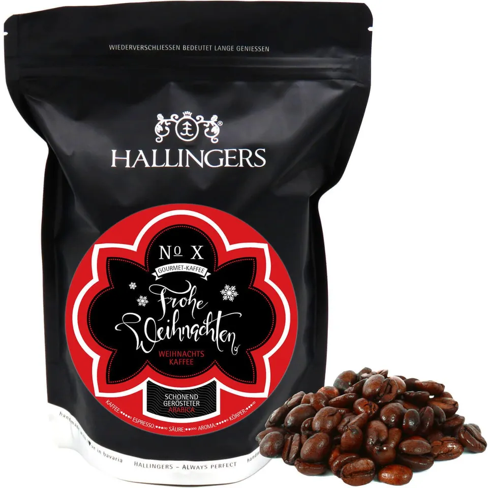 hallingers-no-x-frohe-weihnachten-kaffee-arabica-bohnen-500-g image 1