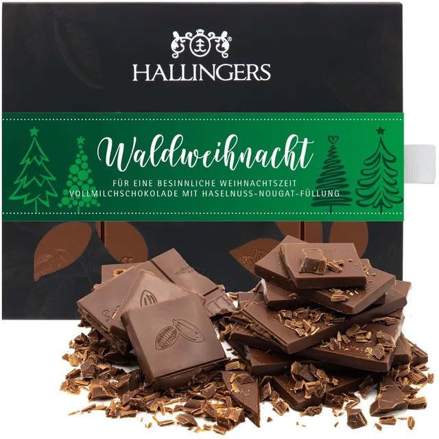 hallingers-schokolade-waldweihnacht-tafel-90g-haselnuss image 1