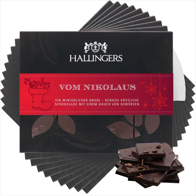 hallingers-schokolade-vom-nikolaus-tafel-vegan-10x90g image 1