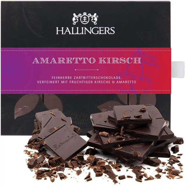 hallingers-zartbitter-amaretto-kirsch-tafel-90g-vegan image 1