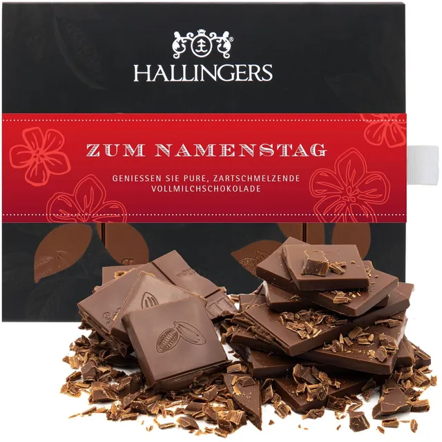 hallingers-schokolade-zum-namenstag-tafel-90g-pur-geschenk image 1