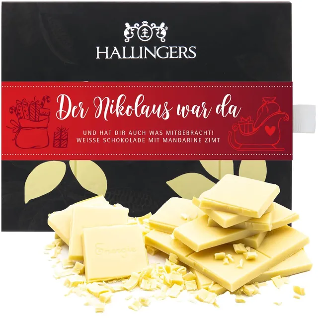 hallingers-der-nikolaus-war-da-wei-e-schokolade-mandarine-zimt-90g image 1