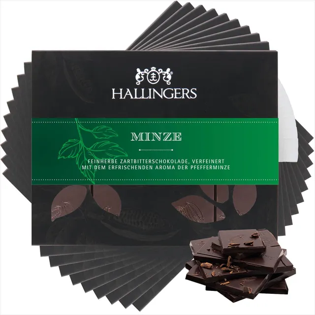 hallingers-schokolade-minze-vegane-tafel-10x-edelkakao image 1