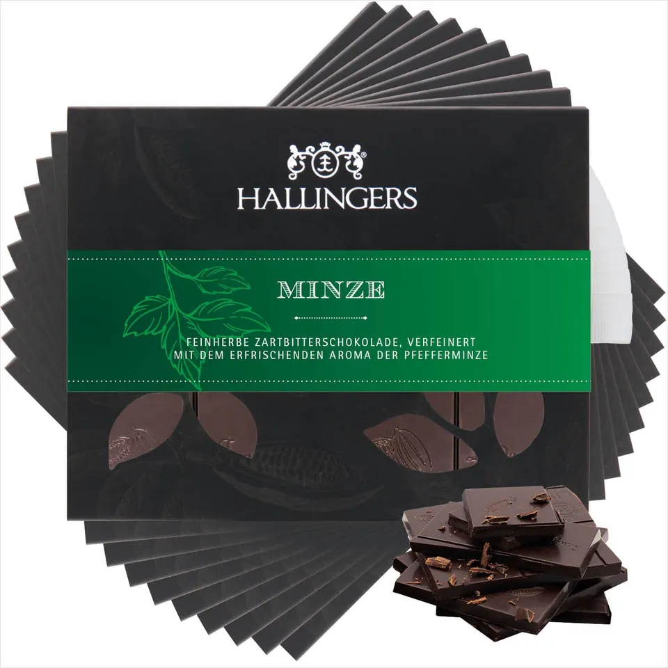 hallingers-schokolade-minze-vegane-tafel-10x-edelkakao image 1