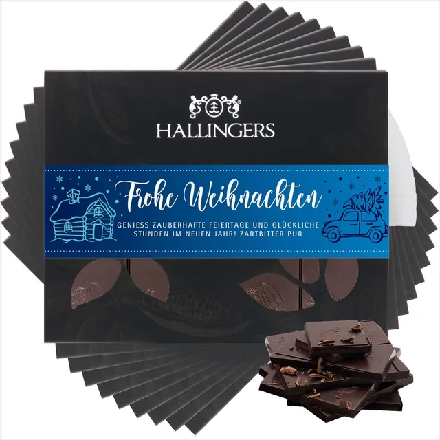 hallingers-schokolade-frohe-weihnachten-tafel-pur-85-vegan-10x image 1