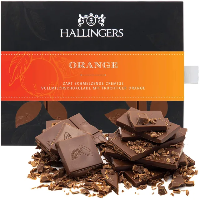 hallingers-schokolade-orange-vollmilch-tafel-90g-ohne-alkohol image 1