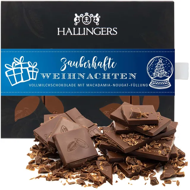 hallingers-zauberhafte-weihnachten-schokolade-90g-macadamia-nougat image 1