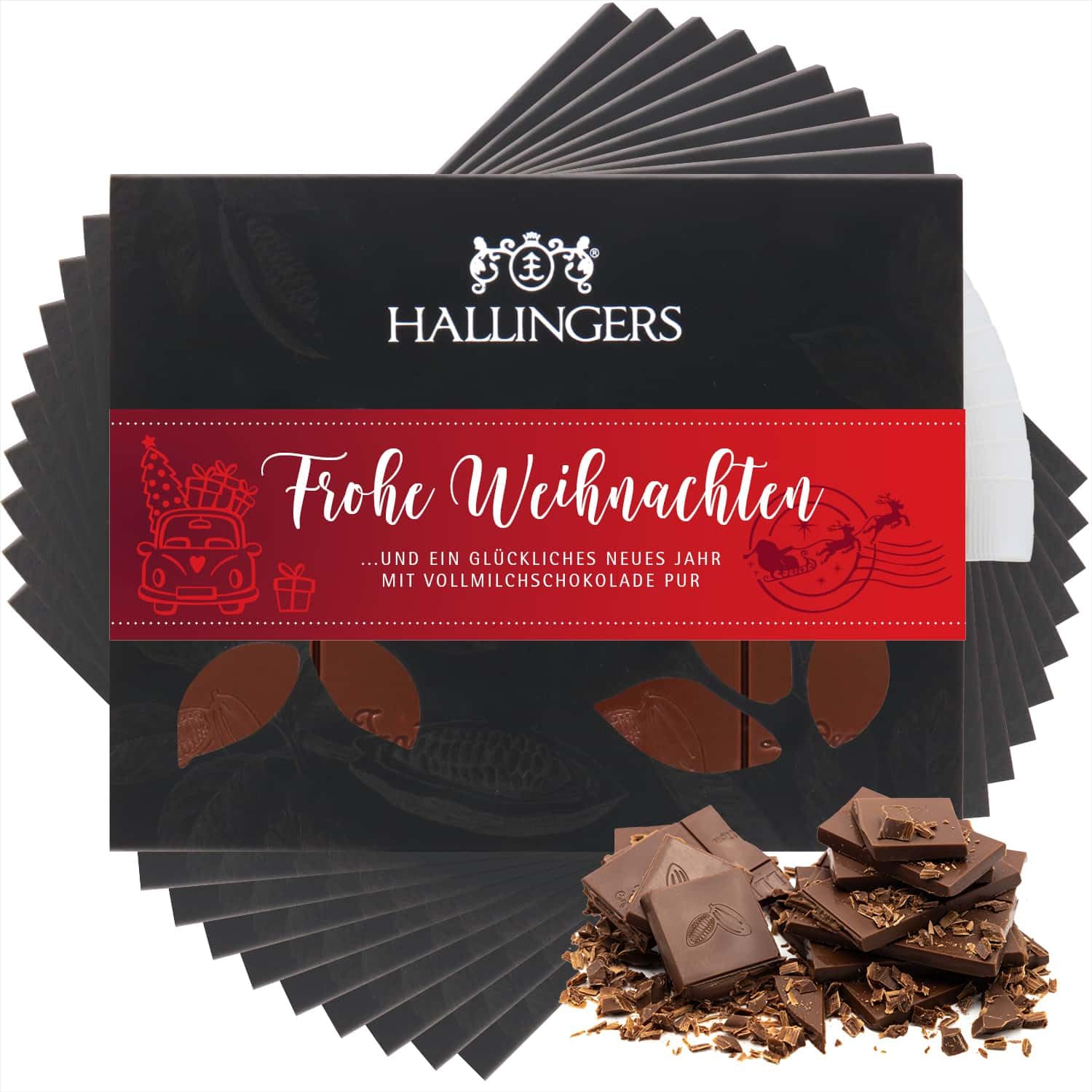 hallingers-schokolade-frohe-weihnachten-pur-tafel-10x-ohne-alkohol image 1