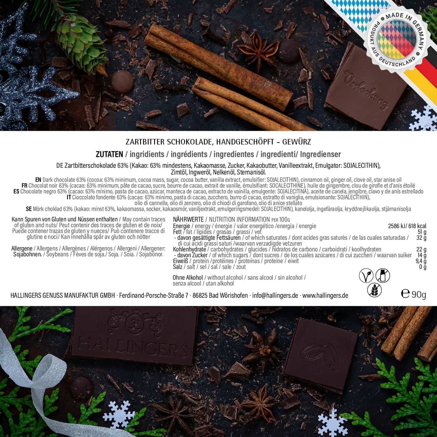 hallingers-schokolade-vom-nikolaus-tafel-vegan-10x90g image 6