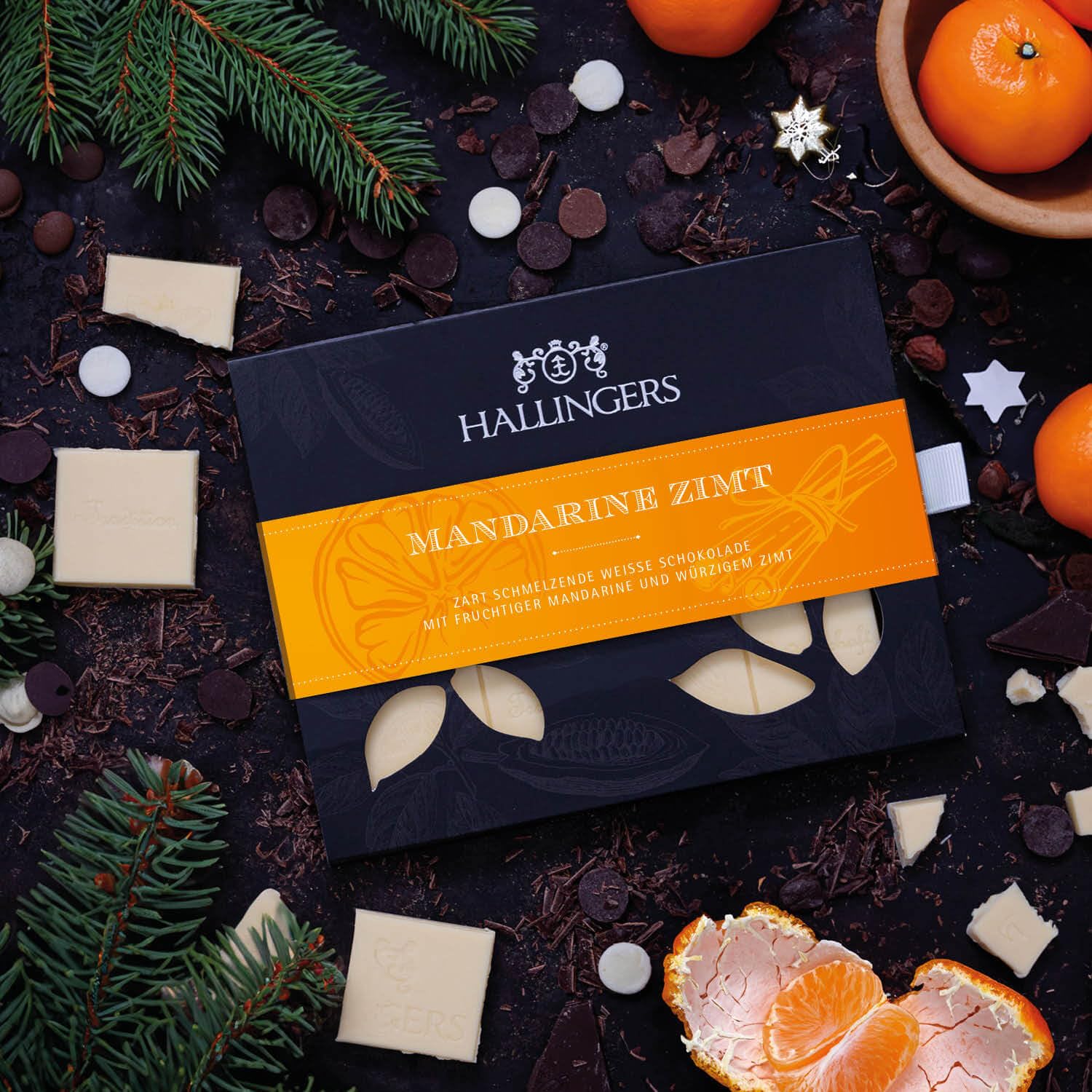 hallingers-schokolade-mandarine-zimt-wei-e-tafel-90g-karton image 2