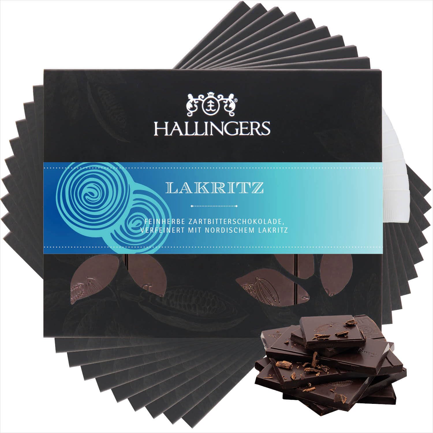 hallingers-schokolade-lakritz-tafeln-10x-vegan-w-rzig image 1