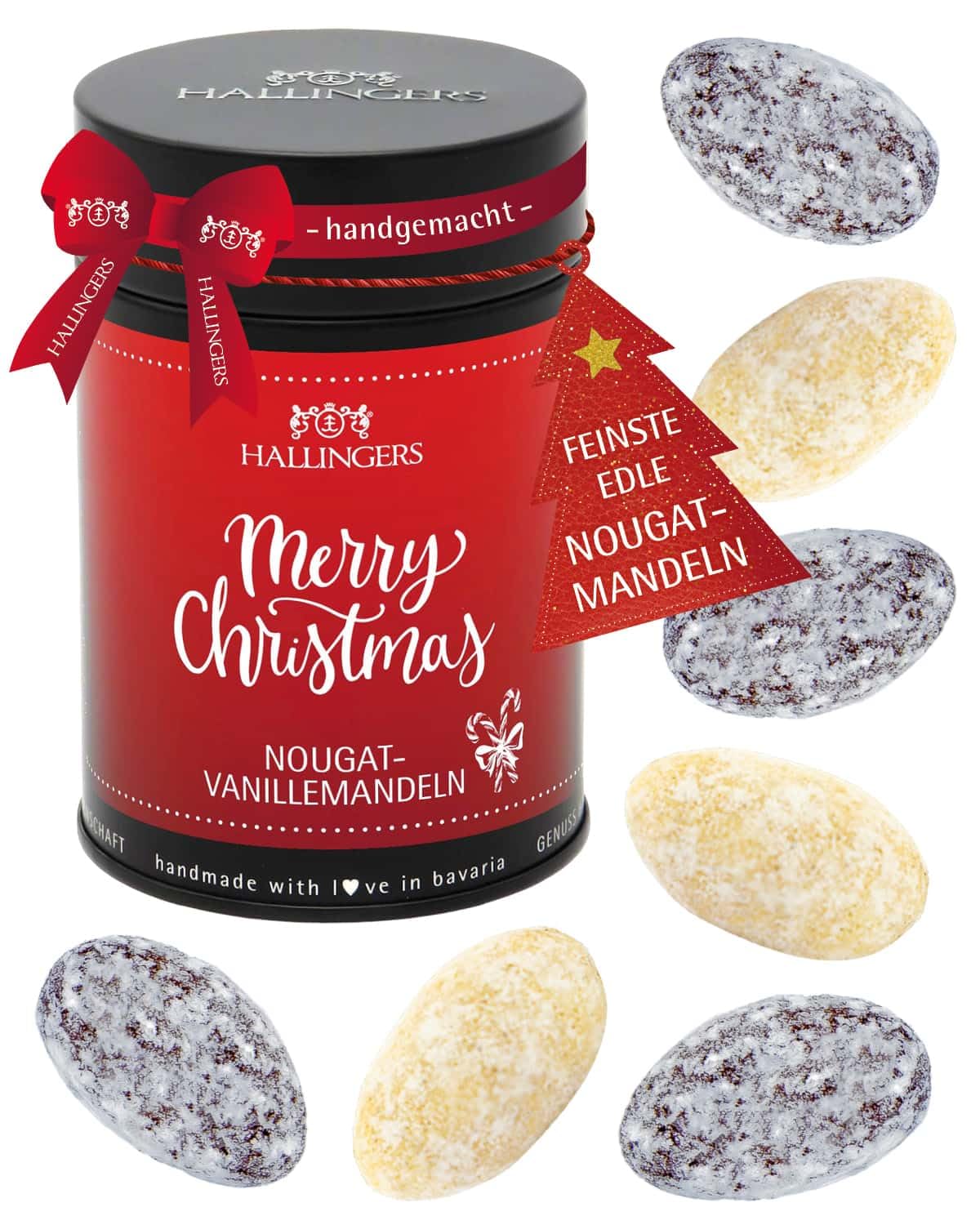 hallingers-merry-christmas-nougat-mandeln-150g-geschenkdose image 1