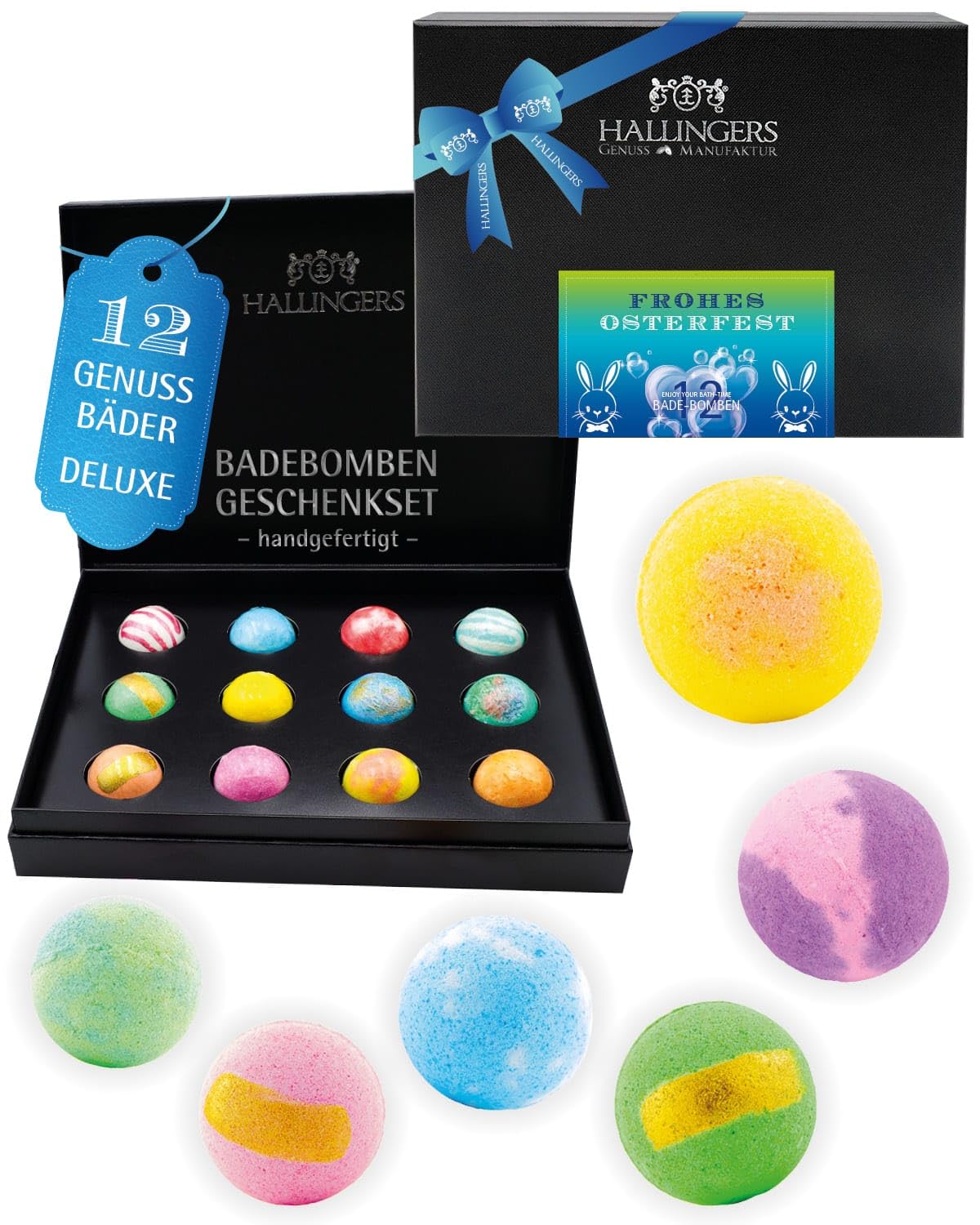 hallingers-wellness-frohes-osterfest-blue-badebomben-12er-set-540g image 1