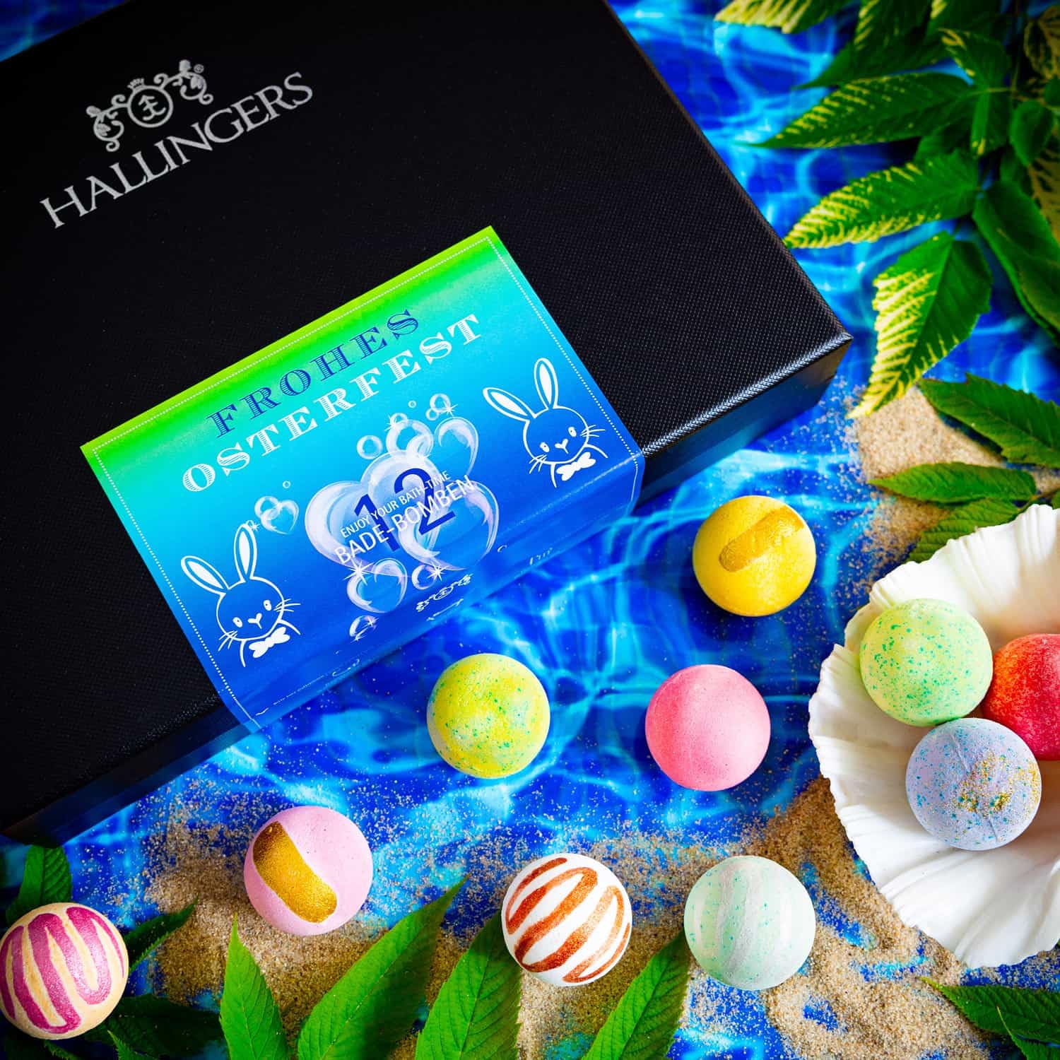 hallingers-wellness-frohes-osterfest-blue-badebomben-12er-set-540g image 2