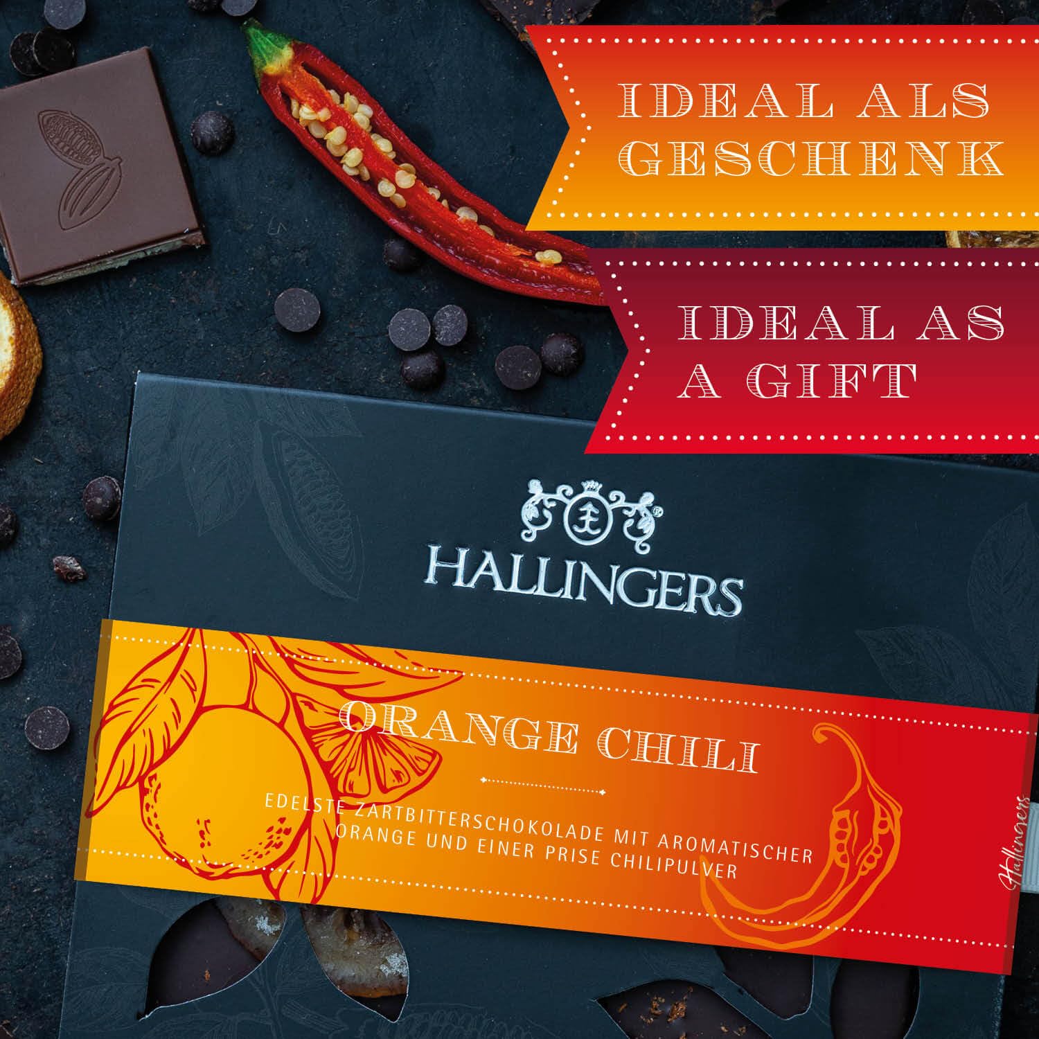 hallingers-schokolade-orange-chili-tafel-vegan-90-g-zartbitter image 3