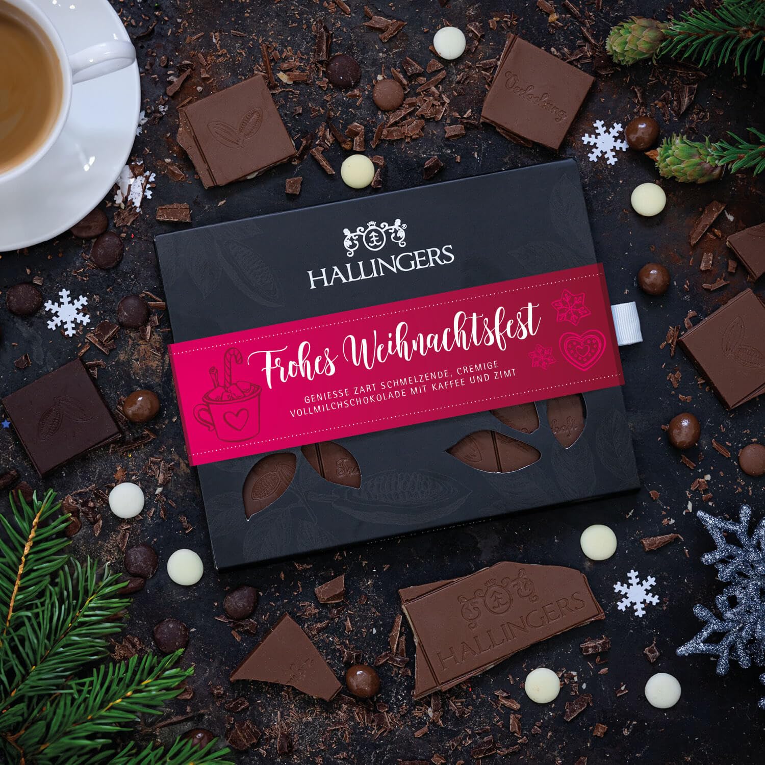 hallingers-frohes-weihnachtsfest-schokolade-10-tafeln-kaffee-zimt image 2