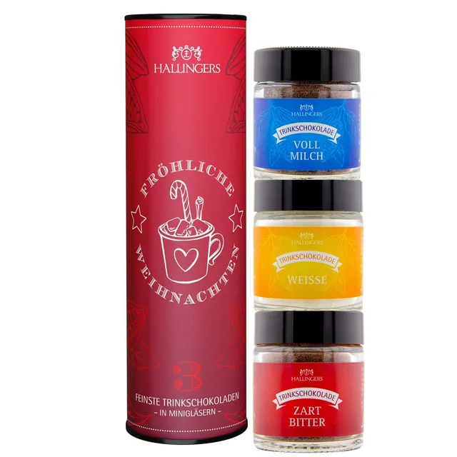 hallingers-geschenkesets-fr-hliche-weihnachten-feinkostset-3-minigl-ser image 1