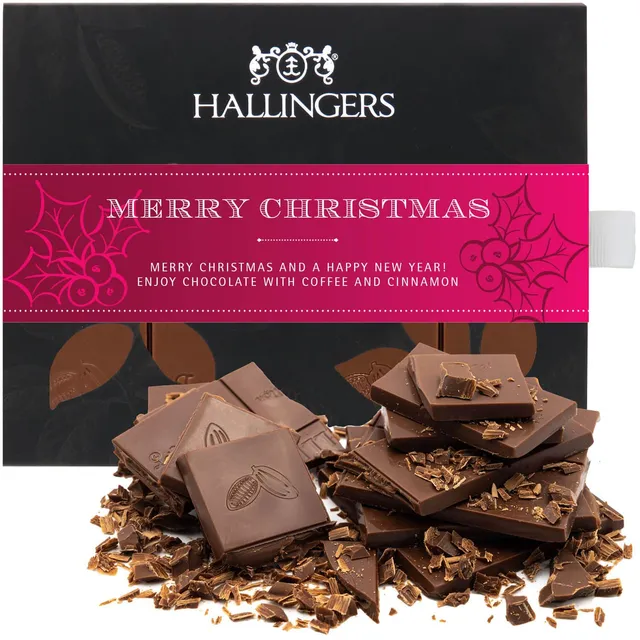 hallingers-schokolade-merry-christmas-tafel-kaffee-zimt-90g image 1