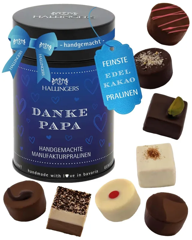 hallingers-pralinen-danke-papa-geschenkdose-150g-ohne-alkohol image 1