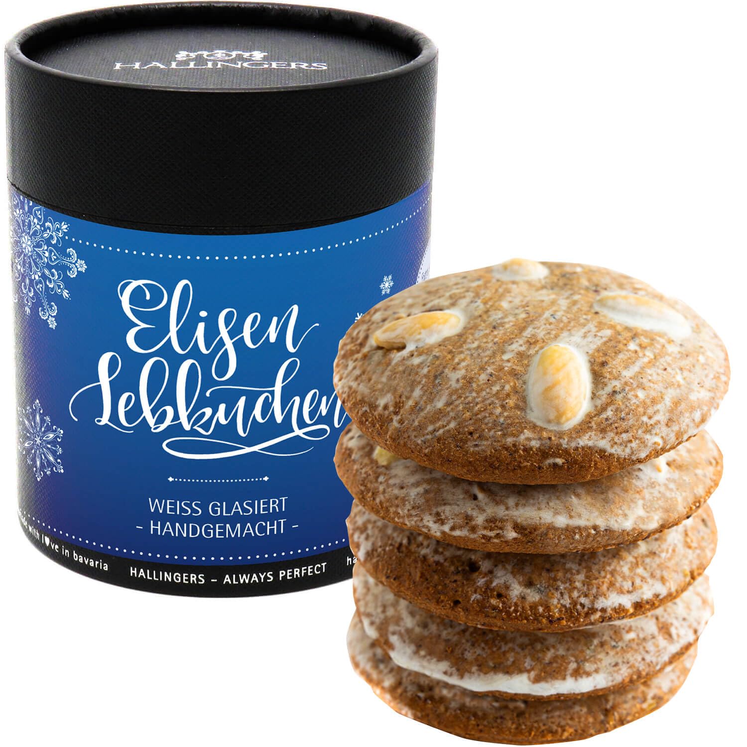 hallingers-elisen-lebkuchen-geschenkdose-wei-glasiert-5-st-ck image 1
