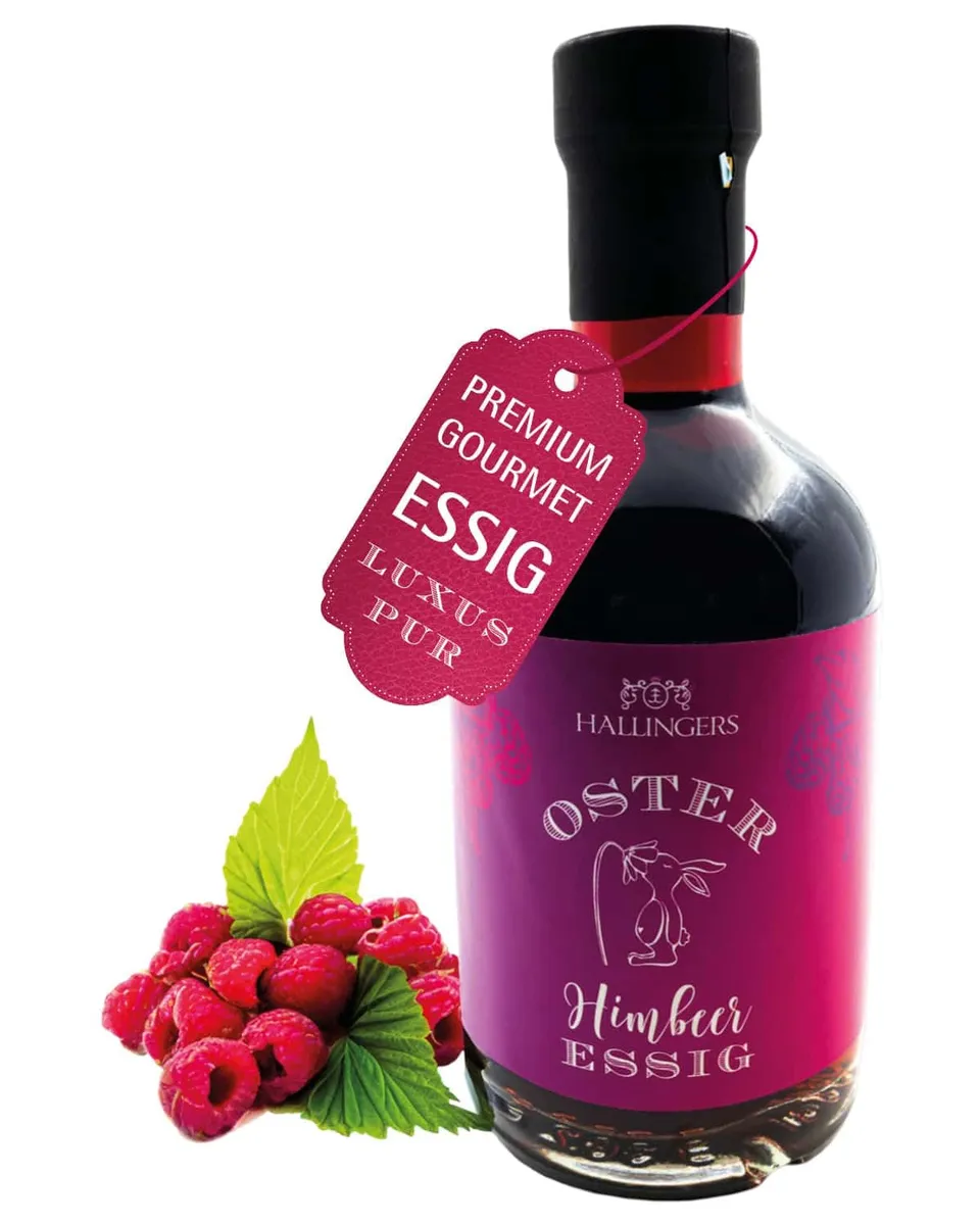 hallingers-kochen-oster-essig-himbeer-balsam-flasche-350ml image 1