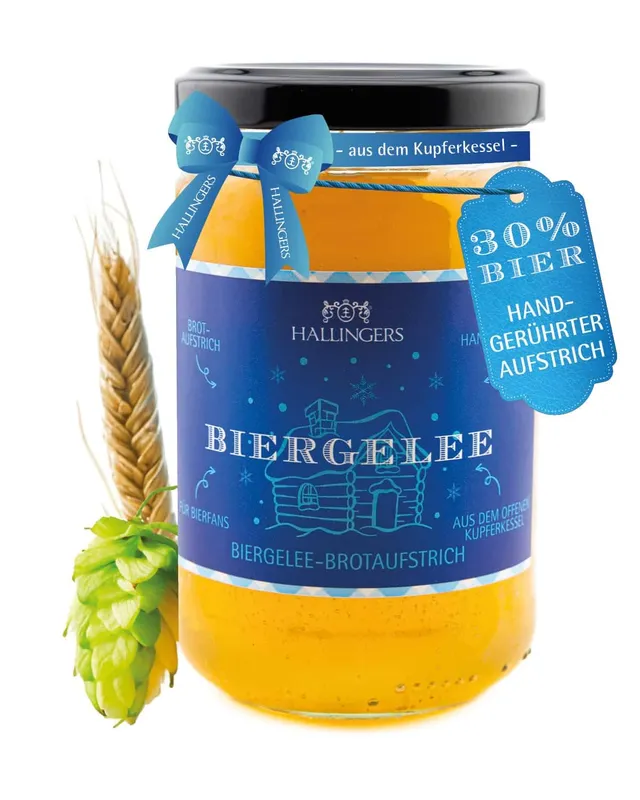 hallingers-weihnachts-biergelee-glas-330g-geschenk image 1