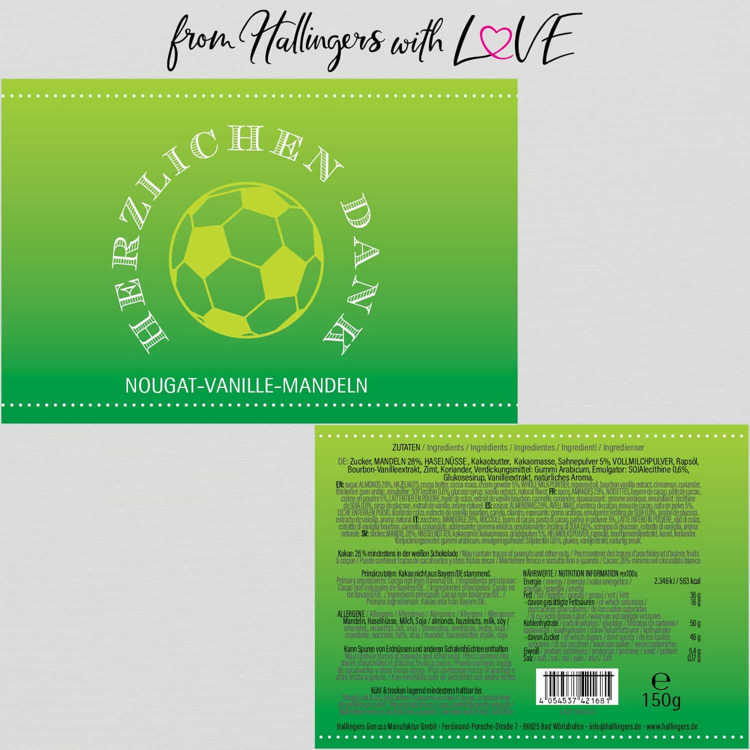 hallingers-schokolade-nougat-mandeln-herzlichen-dank-fu-ball-150g image 6